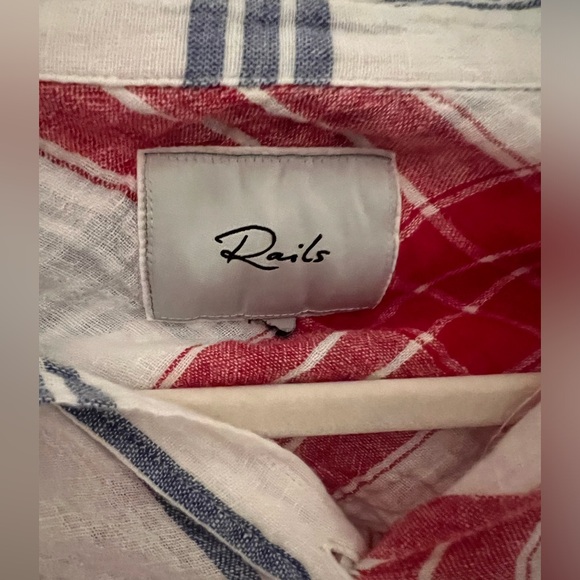 Rails Women’s Red White and Blue Front Tie Blouse Top MEDIUM - Picture 2 of 5